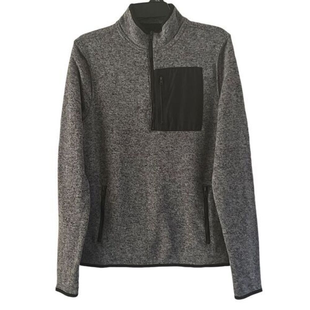 Aeropostale Men's Gray Heather Quarter-Zip Fleece Pullover Sweater S/P
